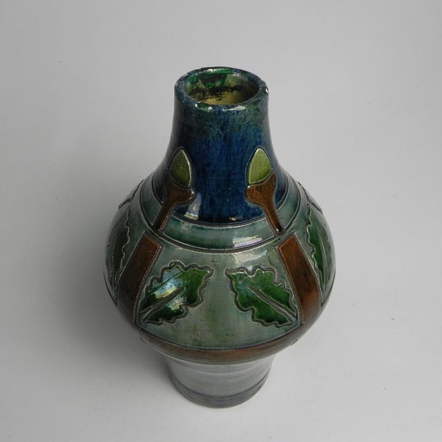 Ceramic Flemish Art Deco Vase with Motifs of Acorns and Oak Leaves, 1920s For Sale - Image 7 of 14