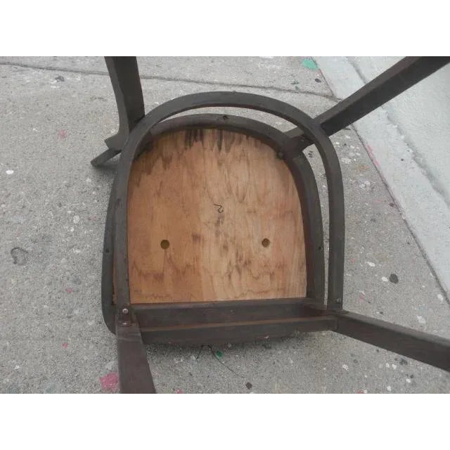 Chocolate Vintage Wooden Desk Chair with Vinyl Seat For Sale - Image 8 of 10