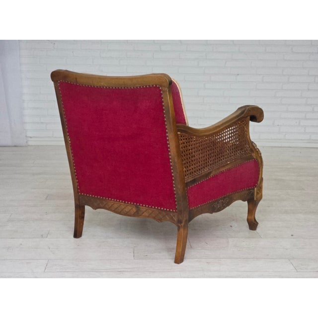 Wood Danish Armchair in Velour and Ash, 1930s For Sale - Image 7 of 18