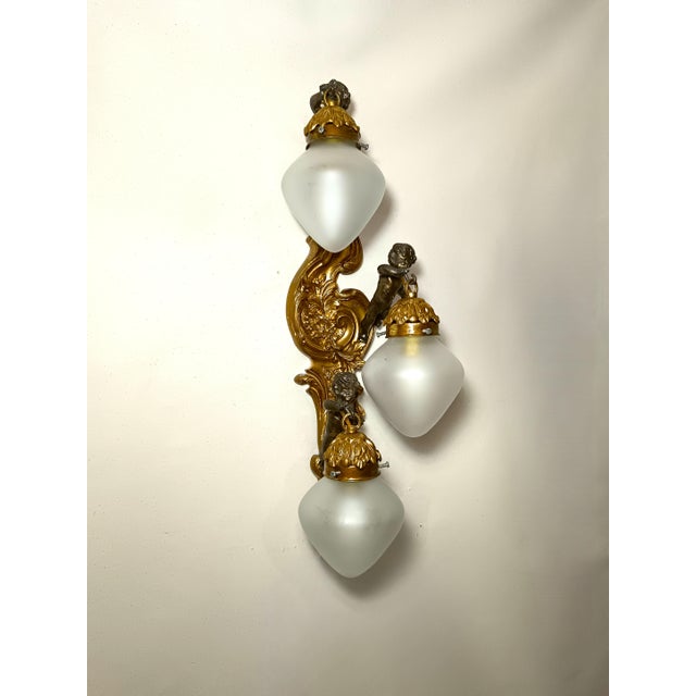 Gold Large Vintage Napoleon III Style Wall Light, 1950s For Sale - Image 8 of 17