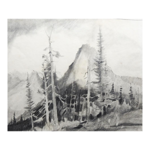 1968 Tom Sander Painted Tepee Mountain Montana Drawing