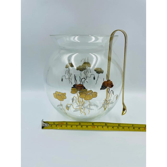 Mid 20th Century Opulent Orchids Gold Leaf Motif Decanter & Ice Bowl- 3 Pieces For Sale - Image 10 of 13