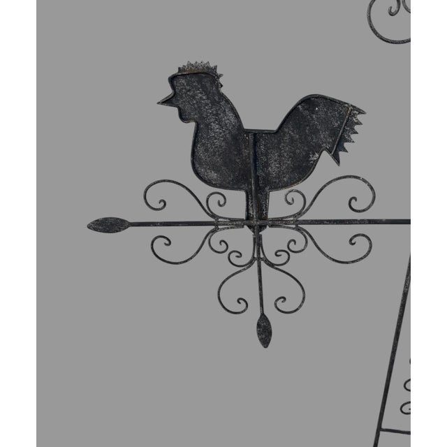 Mid 20th Century Mid 20th Century Primitive Country Folk Art Twisted Metal Directional Weathervane with Figural Chicken For Sale - Image 5 of 12