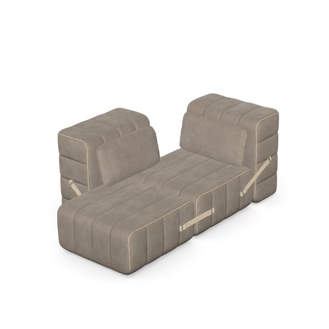 Beige Curt Modular 2-Seater Sofa in Barcelona Velvet Fabric from Ambivalenz, Set of 4 For Sale - Image 8 of 9