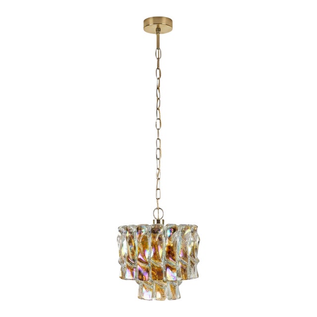 1960s Unique Italian Iridescent Murano Glass Chandelier by Vistosi For Sale