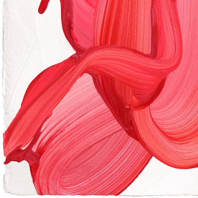 Contemporary Avp_1632 - Original Red Abstract Acrylic Painting on Paper by Alex Voinea For Sale - Image 3 of 6