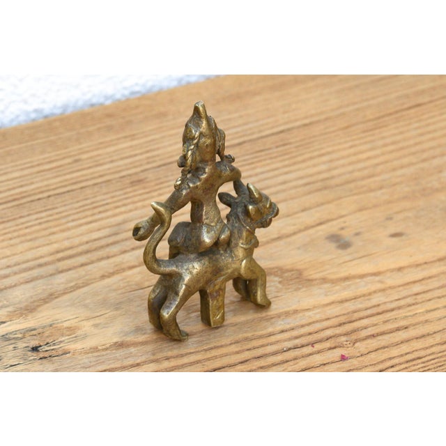 19th Century Antique Bronze Deity Figure on Nandi Bull For Sale - Image 5 of 7