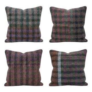 Anatolian Oushak Kilim Pillow Cover 16'' X 16'' - Set of Four For Sale