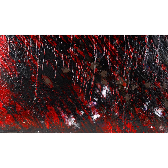 Textile Red and Black Abstract Expressionist Composition in Acrylic on Canvas by Charles David Francis For Sale - Image 7 of 8