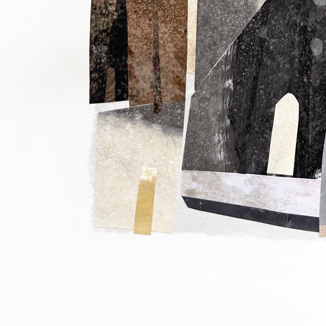 Trees on the Roof Top - Original Architectural Urban Landscape Mixed Media Collage on Paper For Sale - Image 4 of 6