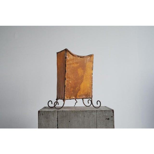 Metal Mid-Century Table Lamp in Goatskin and Wrought Iron, 1950s For Sale - Image 7 of 13