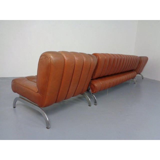 Brown Vintage Camel Leather Sofa and Chairs by Karl Wittmann for Wittmann Möbelwerkstätten, 1960s, Set of 3 For Sale - Image 8 of 18
