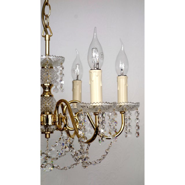 Vintage Brass and Frosted Glass Chandelier from Palwa, 1970s For Sale - Image 11 of 11