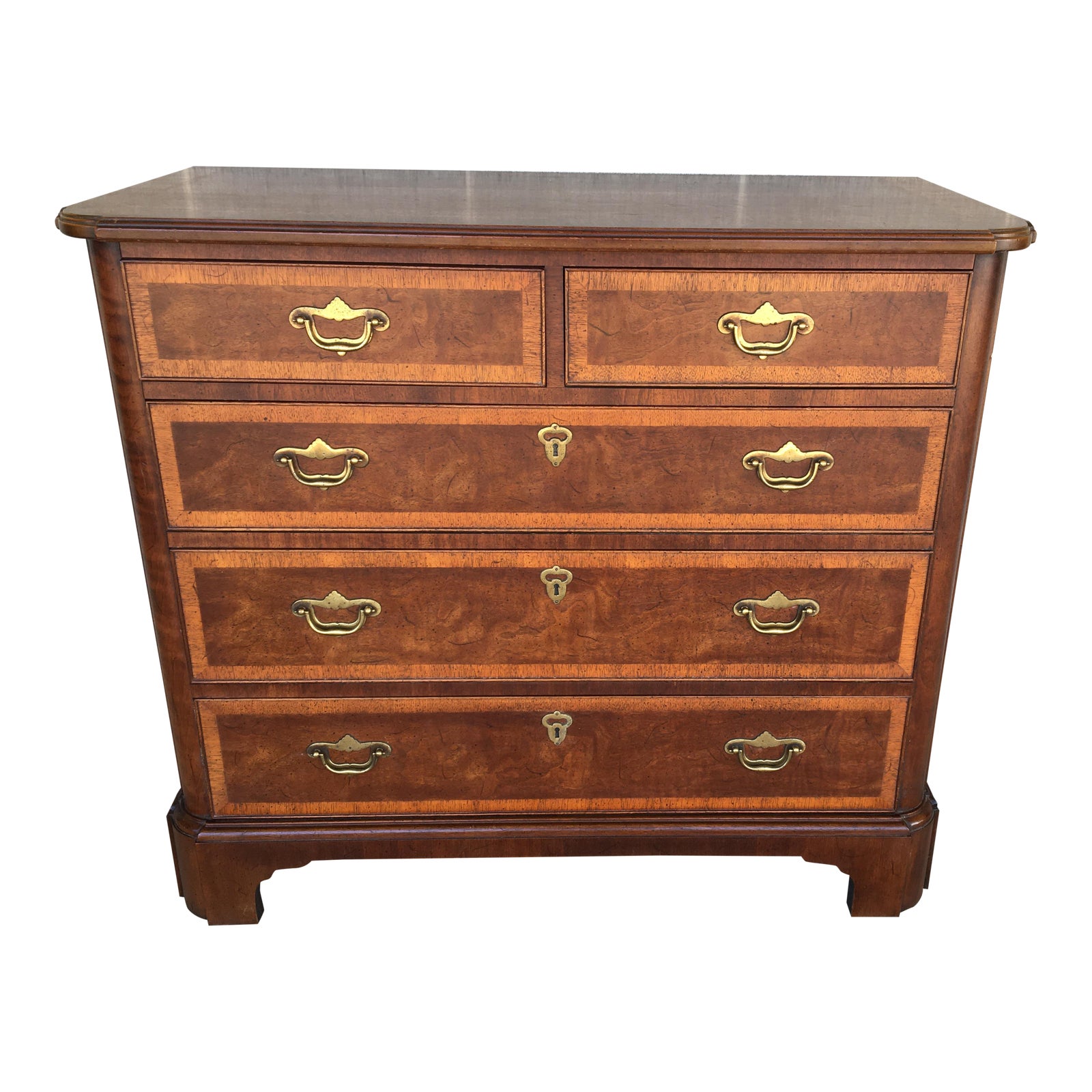 (A) Henredon Folio Four 5 Drawer Walnut Bachelor Chest W/Mirror Chairish