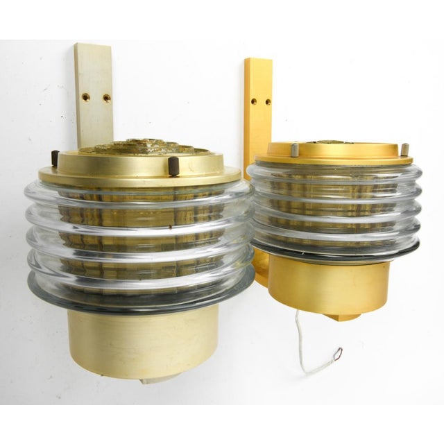 Hans-Agne Jakobsson 1960s Swedish Brass and Glass Wall Sconces by Hans-Agne Jakobsson - A Pair For Sale - Image 4 of 11