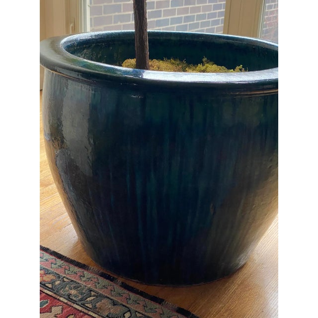 Vintage Handpainted Glazed Large Ceramic Planter For Sale In Chicago - Image 6 of 12