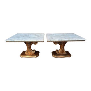 Mid 20th Century Italian Marble Top Side Tables - Set of 2 For Sale