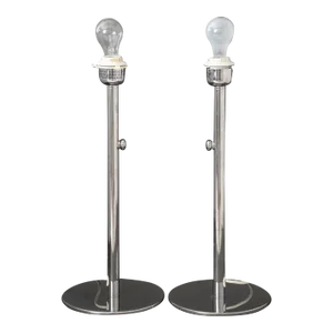 Modernist Chrome Plated Lamps, Pair