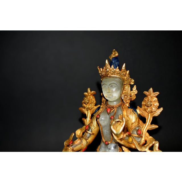 Bronze Rock Crystal White Tara Gilt Bronze Tibetan Authenticity Seal For Sale - Image 8 of 18