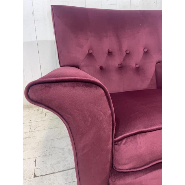 Wood Vintage Lounge Chair in Purple Velvet, 1952 For Sale - Image 7 of 13