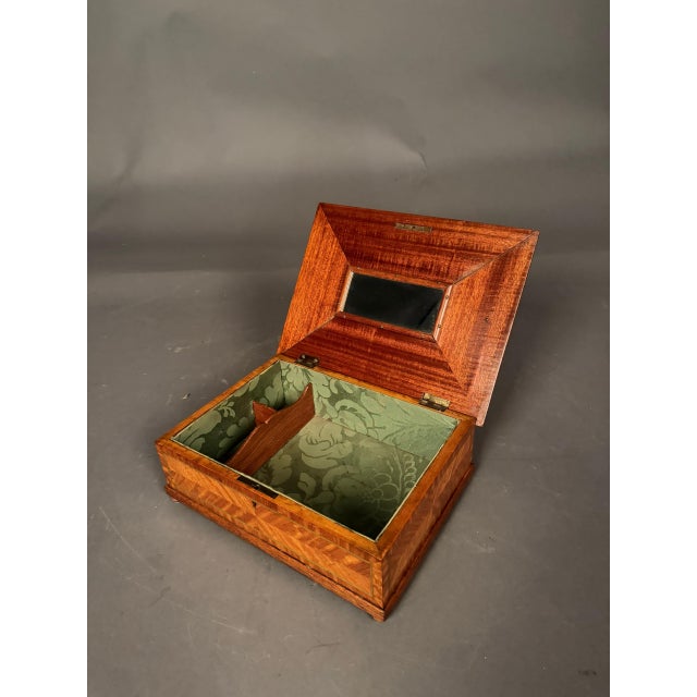 19th Century 19th Century English Inlaid Satinwood Sewing Box With Mirror & Pincushion, Circa 1890 For Sale - Image 5 of 11