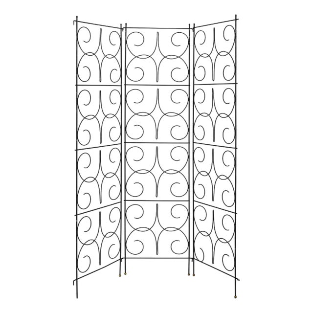 Wire Three-Panel Folding Screen For Sale