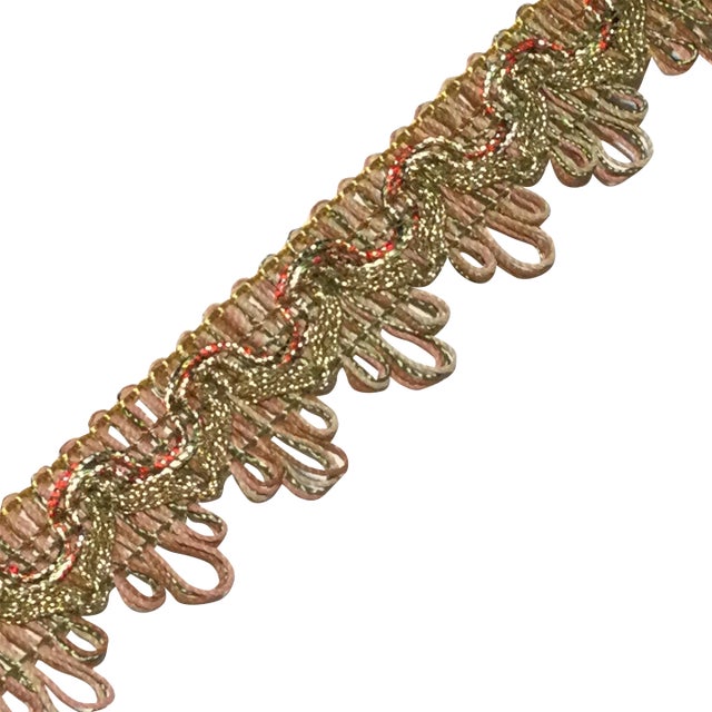 1980s Rose and Gold Metallic Braid From Italy (T-152 - E-380701) For Sale