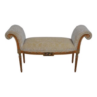 Adams Paint Decorated Upholstered Bench For Sale