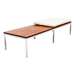 Vintage Florence Knoll Style Walnut & Chrome Bench by g.m. Proctor & Sons For Sale
