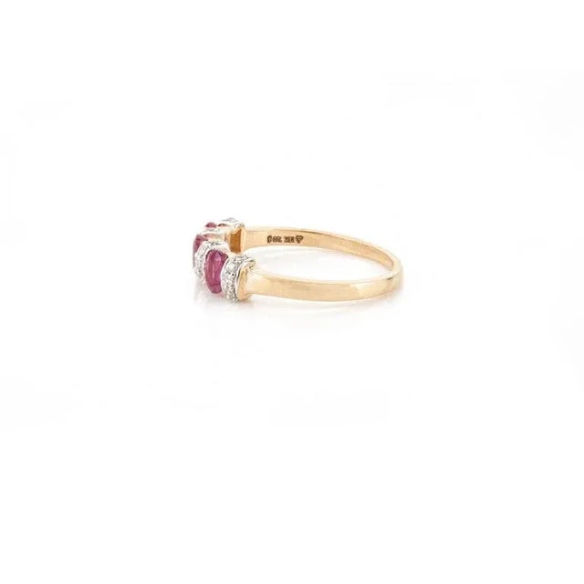 Red Ruby Diamond Wedding Band Ring in 18k Size 7 For Sale - Image 8 of 9