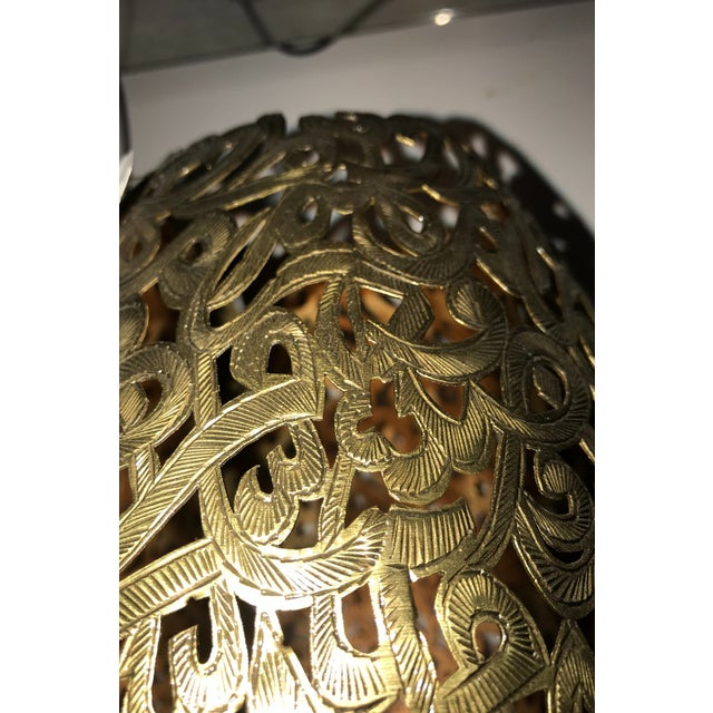 1980s Arabic Ottmani Inspired Embossed Brass Floor Lamp For Sale - Image 6 of 11