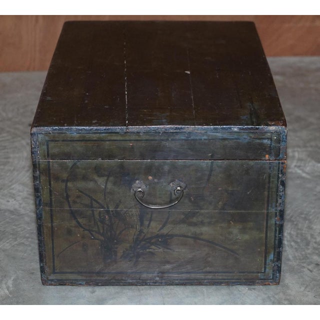 Vintage Hand-Painted Trunk or Chest with Immortals and Buildings Decor For Sale - Image 9 of 17