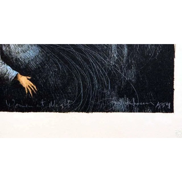 Impressionist Frank Howell "Woman at Night" Lithograph on Paper Hand Signed For Sale - Image 3 of 5