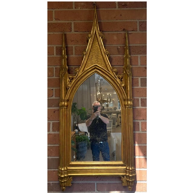 18th C Style Italian Cathedral Form Giltwood Mirror - 1 of 2 Available.