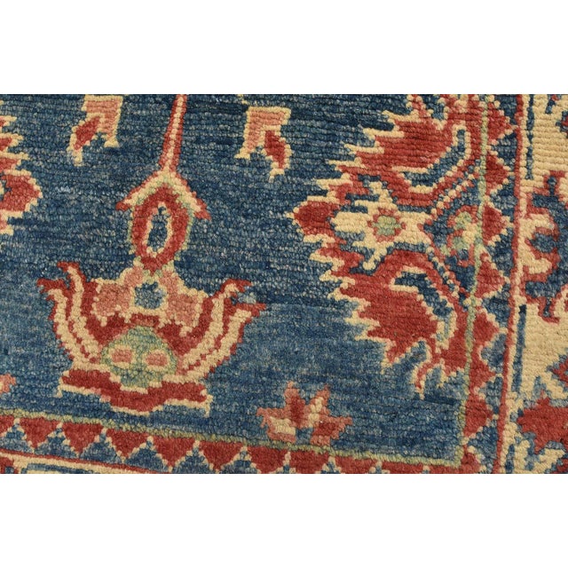 Kazak Rug 2’1” X 3’5” Blue Wool Tribal Hand-Knotted Oriental Carpet For Sale - Image 4 of 9