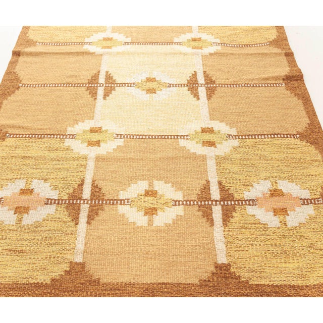 Mid 20th Century Doris Leslie Blau Vintage Swedish Flat Weave Rug by Ingegerd Silow For Sale - Image 5 of 6