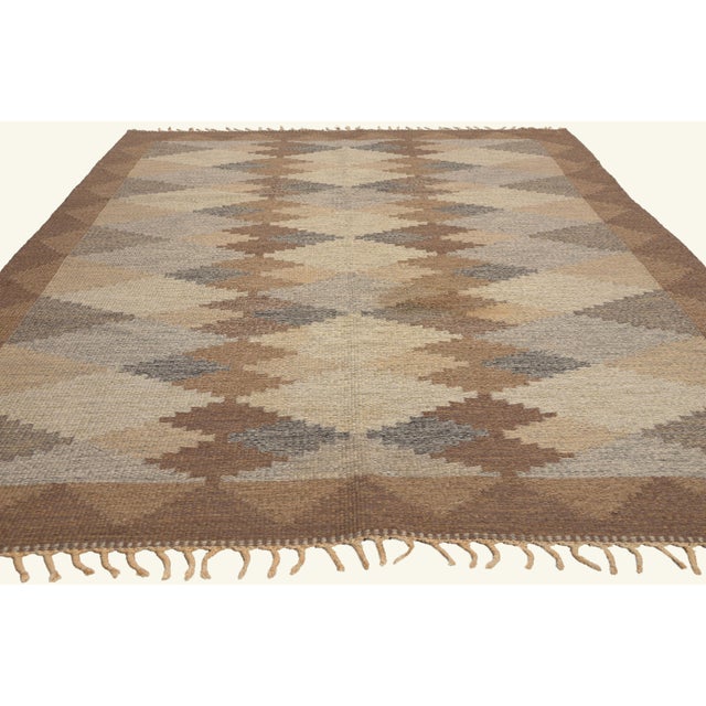 Mid-Century Modern Vintage Swedish Rollakan Rug, 05'07 X 08'01 For Sale - Image 3 of 11