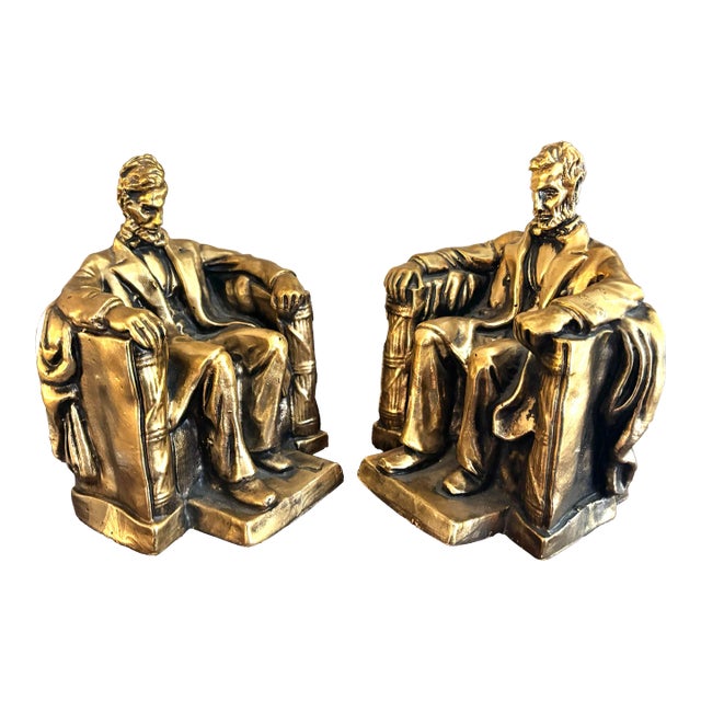 Mid-Century Americana Abraham Lincoln Plaster Bookends - a Pair For Sale