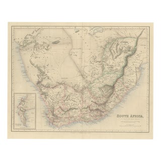 Antique Map of South Africa with the Peninsula of the Cape Inset, 1860 For Sale