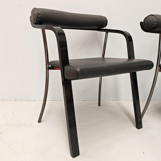 Vintage Black Armchairs with Armrests, 1980s, Set of 4 For Sale - Image 11 of 18