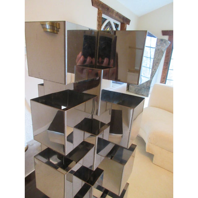 1970s Curtis Jere Mid-Century Stacked Chrome Geometric Skyscraper Lamp For Sale - Image 10 of 13