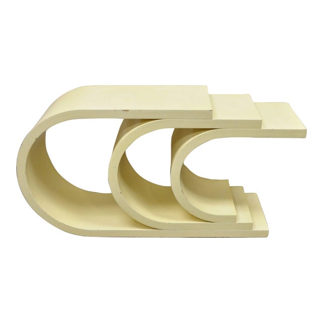 1980s Vintage Triple C Bone Lacquer Sculptural Modern Console Hall Table For Sale