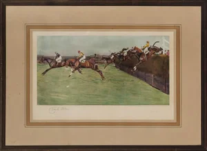 The Grand National "Becher's Brook" by Cecil Aldin (Signed!)