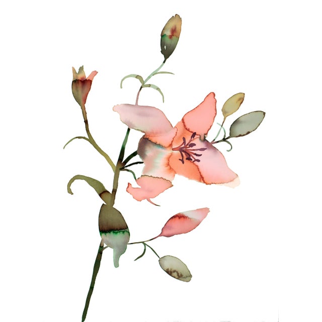 "Floral No. 21" Contemporary Original Botanical Flower Watercolor Painting by Elizabeth Becker For Sale