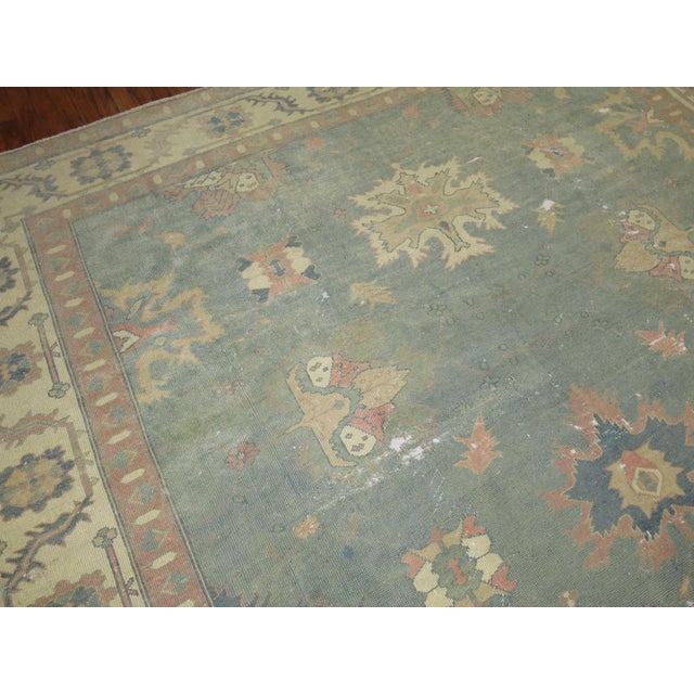 Vintage Feminine Worn Oushak Rug - 9' x 13'6" For Sale - Image 11 of 12