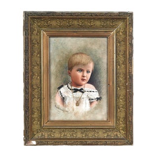 Portrait of a Child Painting on Porcelain For Sale