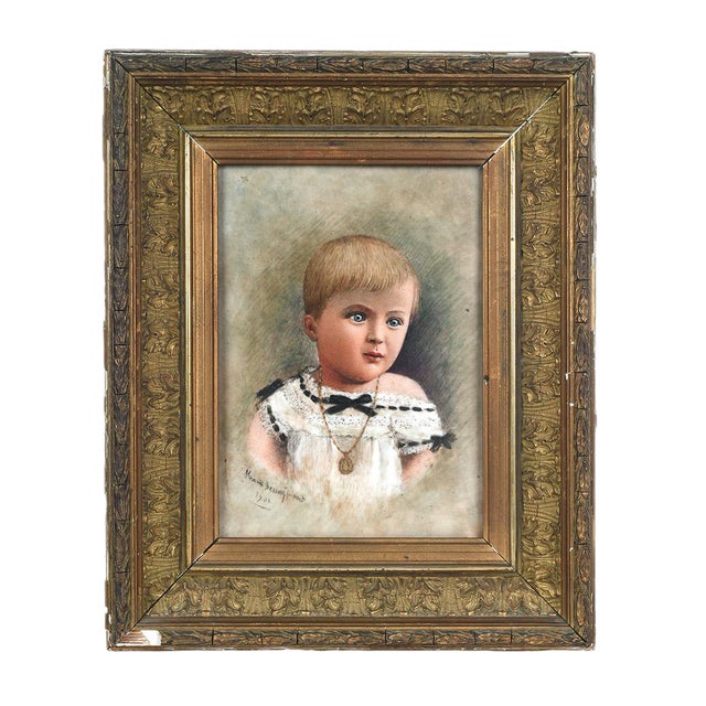 Portrait of a Child Painting on Porcelain For Sale