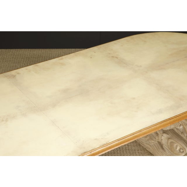 Maison Jansen Carved Stone, Oak and Lacquered Vellum Dining Table, c. 1940 For Sale - Image 9 of 12