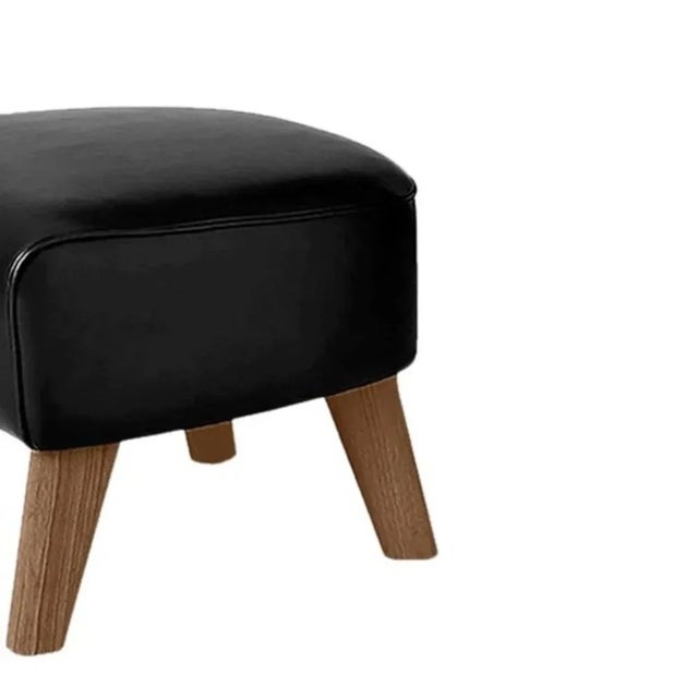 Not Yet Made - Made To Order Set of Black Leather and Smoked Oak My Own Chair Footstools by Lassen For Sale - Image 5 of 6