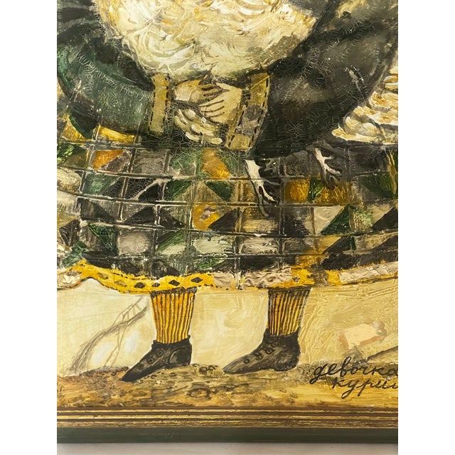 Signed Contemporary Folk Art Mixed-Media Portrait of Woman With Bird For Sale - Image 4 of 11